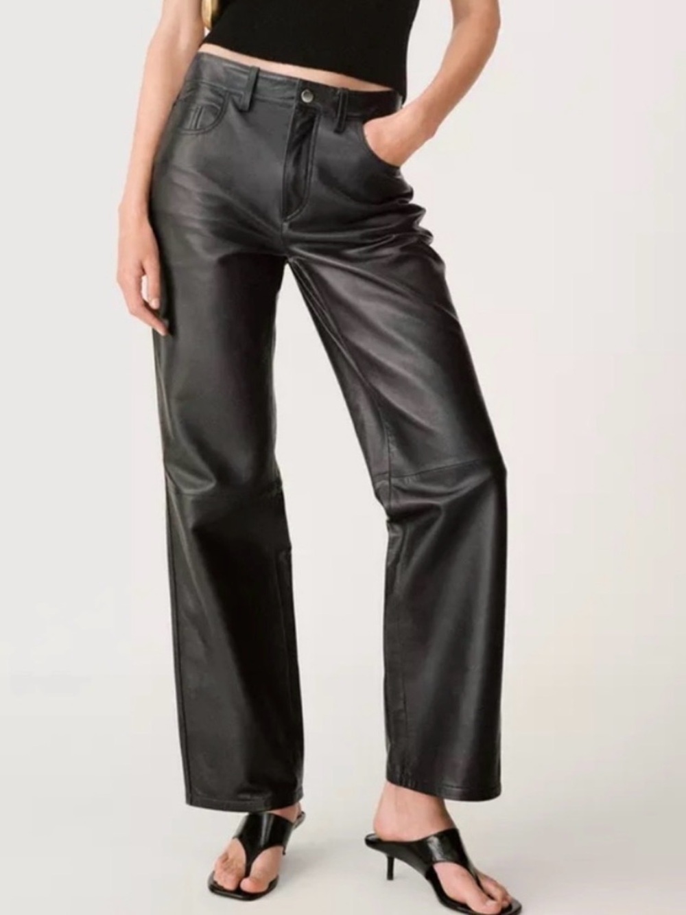 Zara Black Faux Leather Straight Pants - Picture 1 of 3